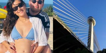 Casal vai descobrir sexo do primeiro filho colorindo a Ponte Estaiada