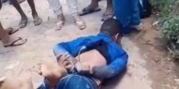Populares amarram pés e mãos de suspeito de assalto na cidade de Campo Maior