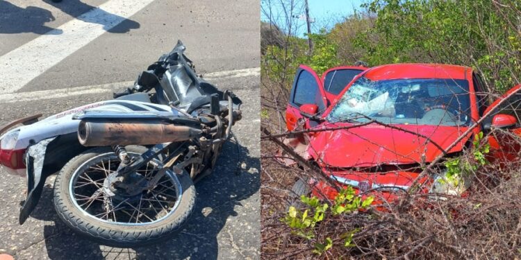 Idoso morre após grave acidente entre carro e motocicleta em Parnaíba