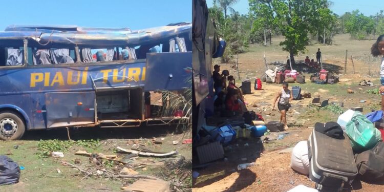 Ônibus capota na PI 114 em Campo Maior e deixa vários feridos