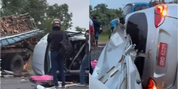 Idosa de 92 anos morre em grave colisão entre carro e caminhão em José de Freitas