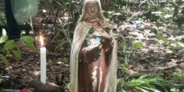 Imagem de Santa Terezinha achada na zona rural de José de Freitas atrai centenas de fiéis