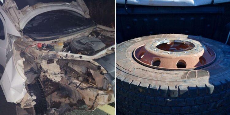 Roda se desprende de caminhão e atinge ambulância em rodovia no interior do Piauí