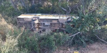 Ônibus escolar capota na BR-135 em Monte Alegre do Piauí e deixa alunos feridos