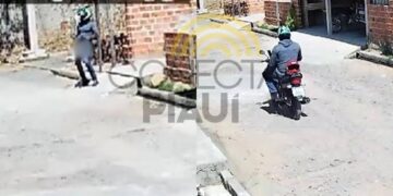 Homem é flagrado se pendurando para furtar fiação elétrica em Teresina