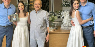 Cristina Soares, filha caçula de Firmino, celebra noivado sem a presença de mãe e irmã