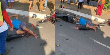 Jovem pilota moto na contramão e causa acidente ao “dar grau” em Teresina