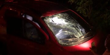 Carro fica destruído após colisão com cavalo na PI-366, em José de Freitas