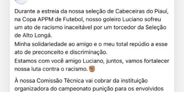 Prefeito Zé Filho divulga nota de repúdio por ato de racismo contra jogador da seleção de Cabeceiras