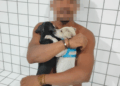 Homem é preso após ser flagrado tentando afogar filhotes de cachorro em mar no Piauí