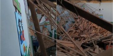 Teto de escola infantil desaba em Piripiri e aulas são suspensas