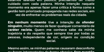 Vereador Roberval Carvalho emite nota de esclarecimento e pede desculpas à população de José de Freitas