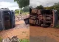 Carreta que transportava carga de madeira tomba na zona rural de São Braz do Piauí