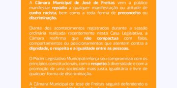 Câmara de José de Freitas repudia qualquer forma de racismo e reforça compromisso com igualdade