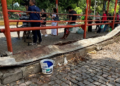 Estrutura de parada de ônibus desaba e deixa ambulante ferido em Teresina